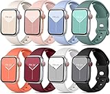 Mastten 8 Pack Correas Compatible con Apple Watch Correa 38mm 40mm 41mm, Banda de Correa de Silicona...