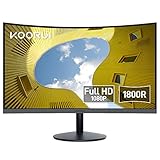 KOORUI Monitor Curvo - 23,6 Pulgadas Full HD (1920 x 1080 a 60 Hz, VA, 5 ms, Curvatura 1800R, HDMI,...