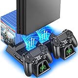 OIVO Soporte Vertical con Ventilador de Refrigeración para PS4/PS4 Pro/PS4 Slim, Estación de Carga...
