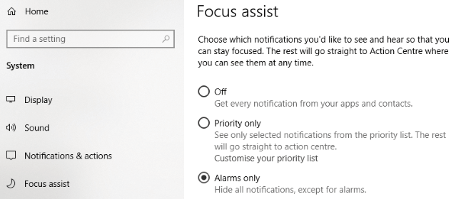 Desactiva las notificaciones en Windows 10