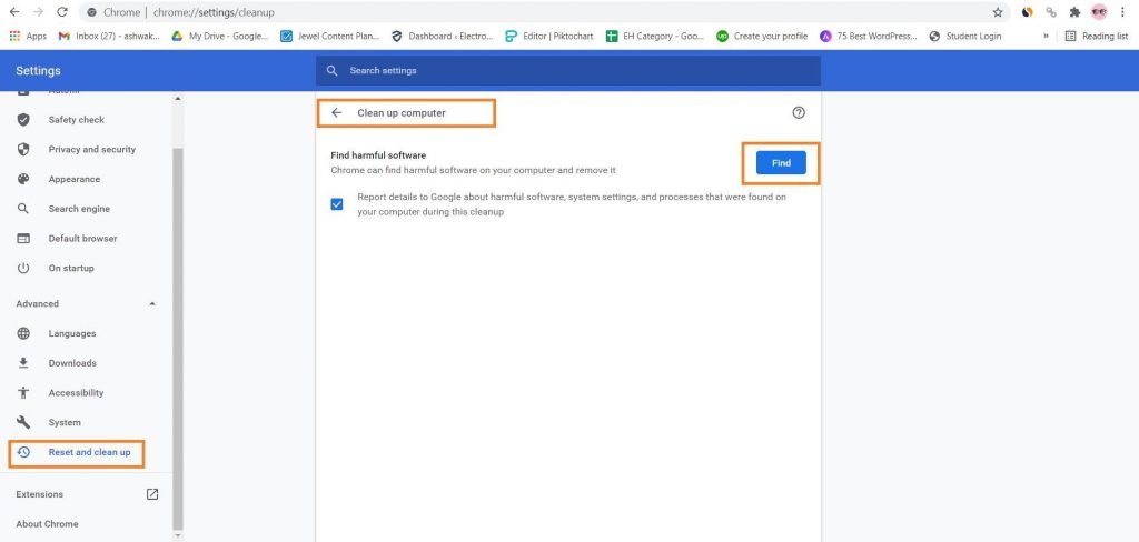 limpiar la configuración de google